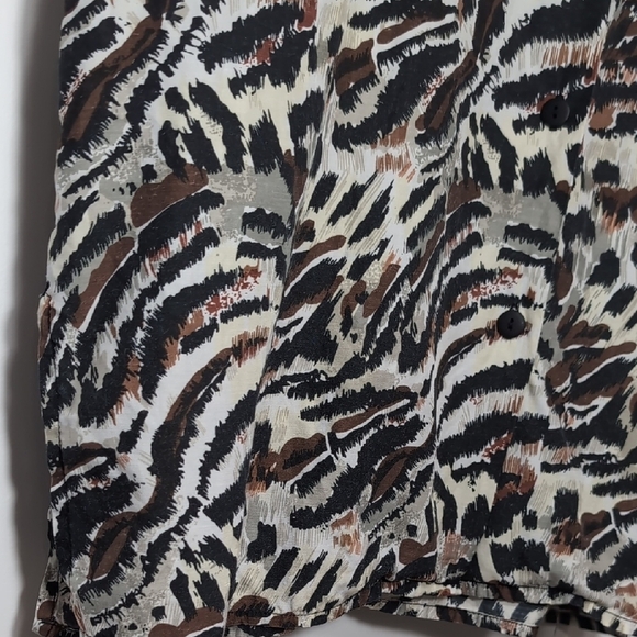 Anna And Frank | 100% Silk Black Brown Abstract Print Button Down Shirt Size M - Picture 4 of 8